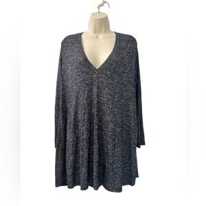 Riller & Fount Women’s Navy Marled V-Neck Oversized Tunic Top Size Size 1 (S)